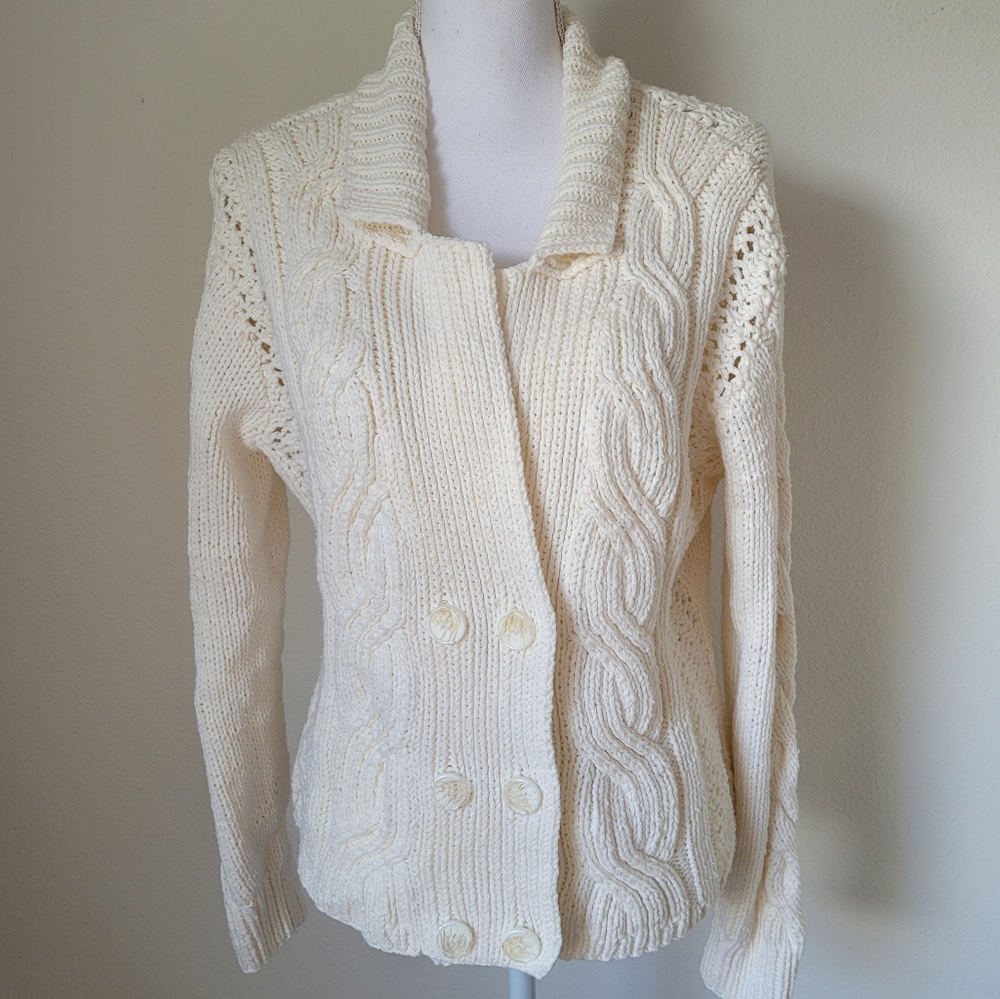 Peck & Peck Chunky Knit Button Closure Cardigan Sweater